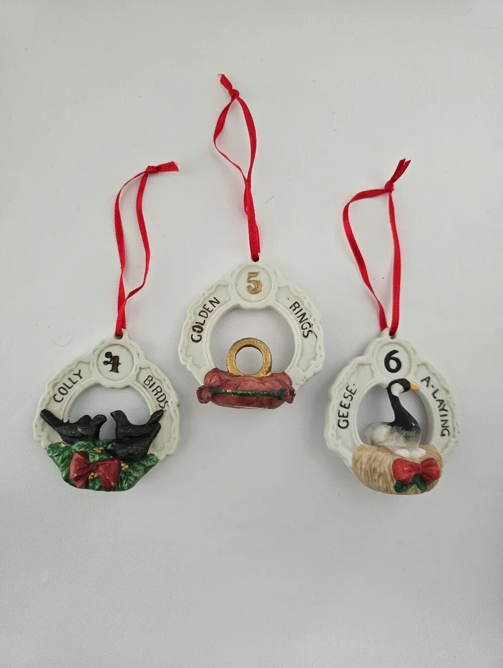 Vintage Breckenridge Holidays Twelve Days of Christmas Porcelain Ornament Set 12